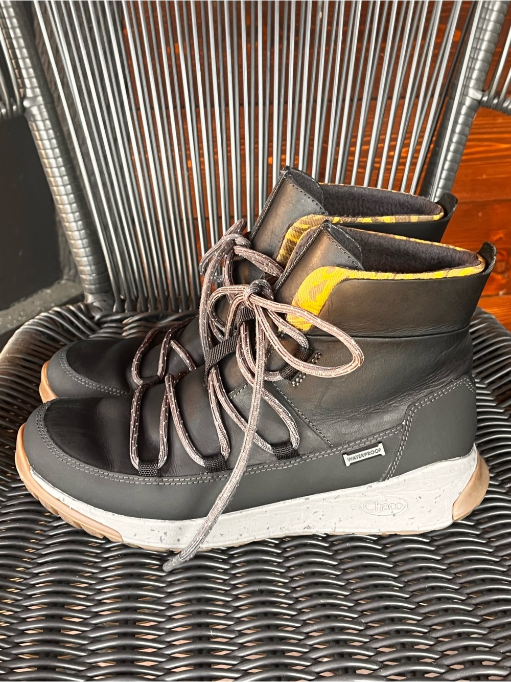 Chaco Black Borealis Peak  Waterproof Leather Hiking Boots size 7